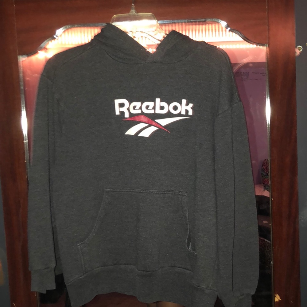 gray reebok hoodie